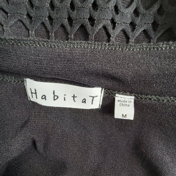 Habitat Black 3/4 Sleeve Open Knit Layered Tunic Top Womens Medium Cotton Blend - Picture 4 of 10